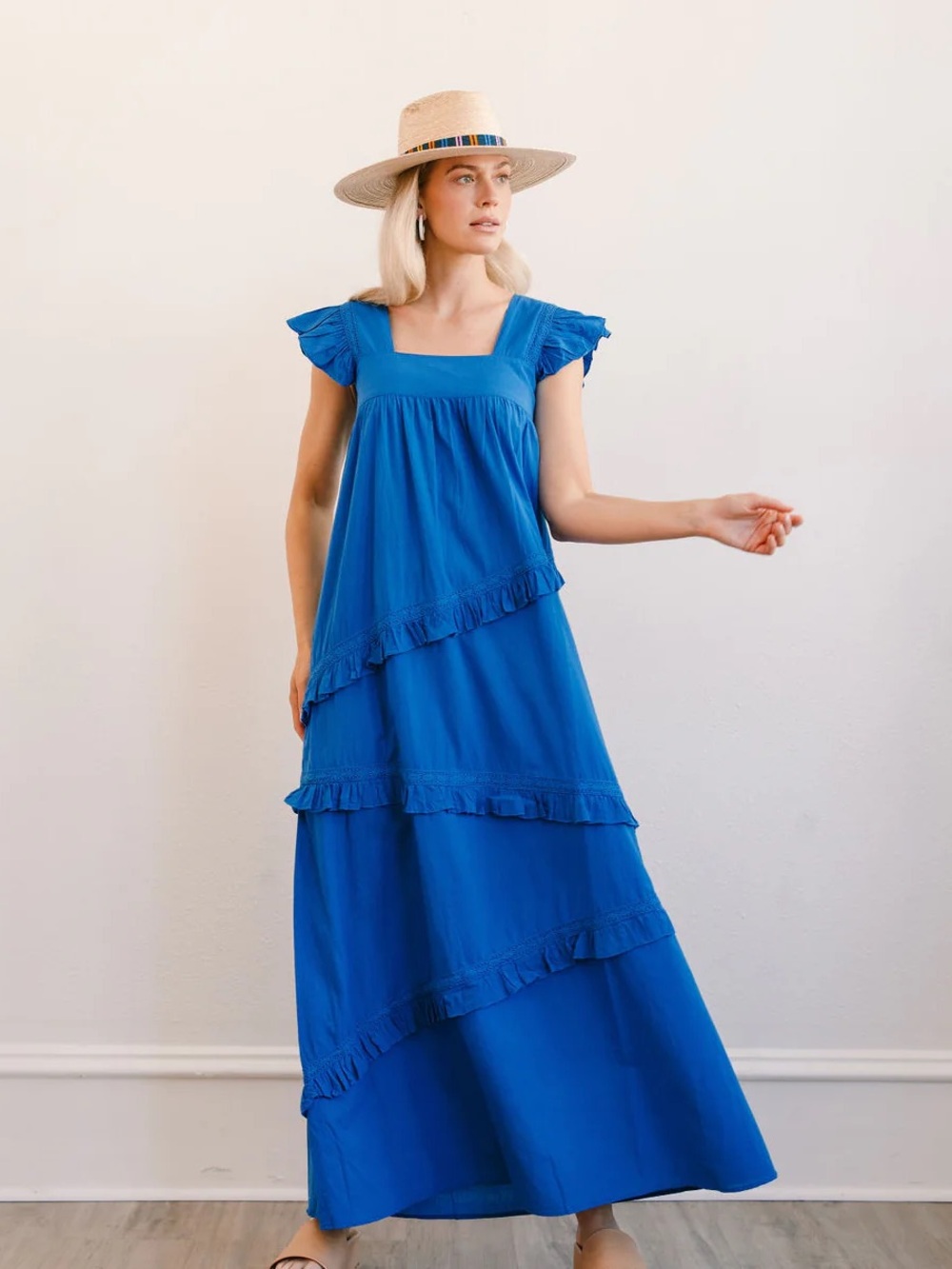 Blue Ruffle Tiered Maxi Dress - Women's - Picture 3 of 5